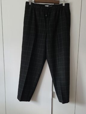 Babaton Dark Gray Windowpane Drawstring Ankle Trousers